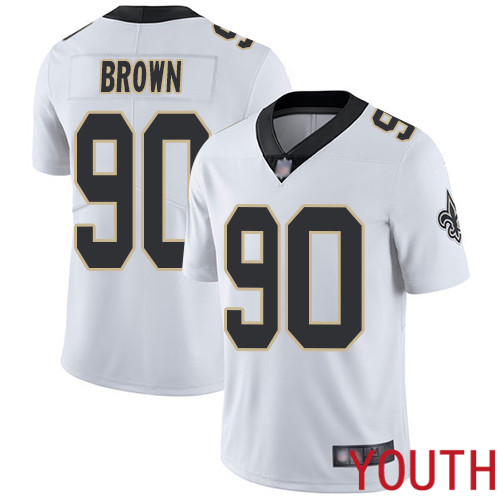 New Orleans Saints Limited White Youth Malcom Brown Road Jersey NFL Football #90 Vapor Untouchable Jersey->youth nfl jersey->Youth Jersey